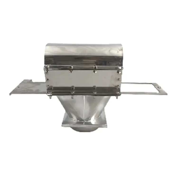 Poultry feed discharge hopper